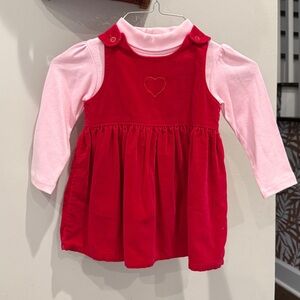 Vintage Baby B’gosh Red Velour Heart Dress ❤️ with pink turtleneck